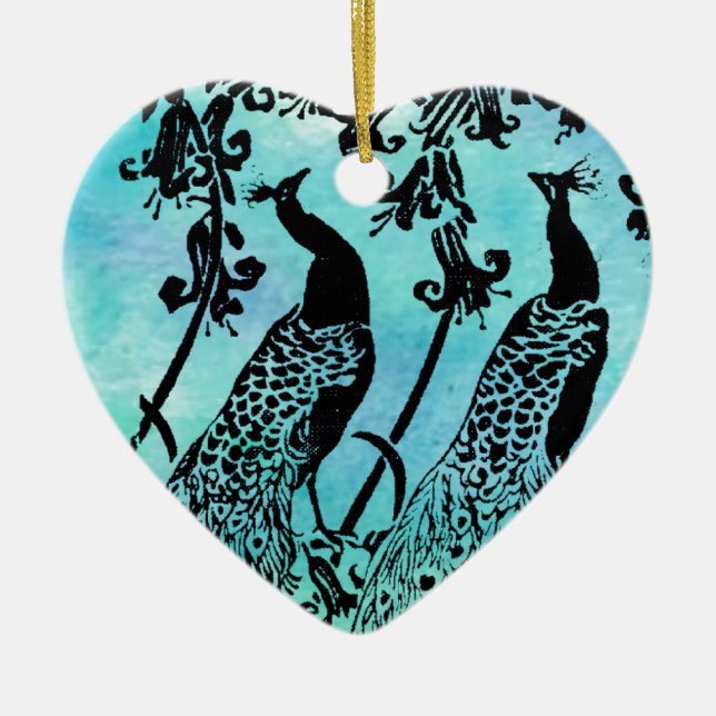 Peacocks Ceramic Ornament (Front)