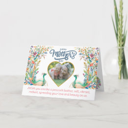 Peacock's feather like mum's love Mother's day Thank You Card