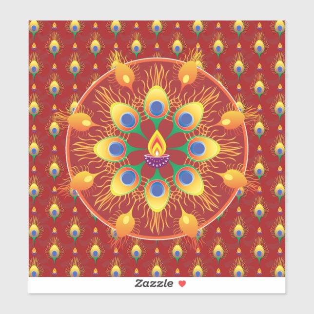 Peacocks' feather Rangoli on pattern (Sheet)