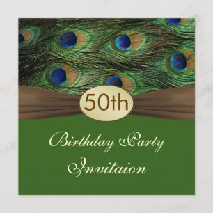 Peacock's feathers 50th Birthday Party Invitation