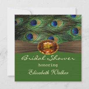 Peacock's feathers, amber effect  Bridal shower Invitation