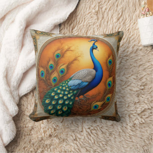 Peacock's Feathers in Golden Light Cushion