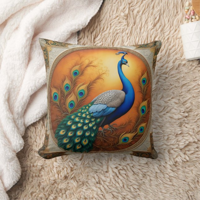 Peacock's Feathers in Golden Light Cushion (Blanket)