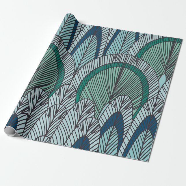 peacocks feathers seamless pattern wrapping paper (Unrolled)