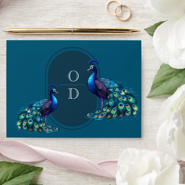  Peacocks Feathers Wedding Envelope (Wedding)