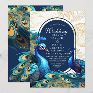 Peacocks Garden Bohemian Wedding  Invitation