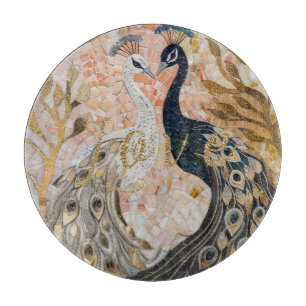 Peacocks Gold Glitter Love Blush Rose  Cutting Board