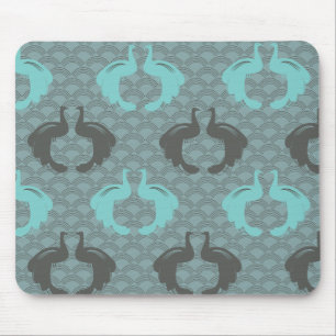 PEACOCKS in AQUA & GRAY Mousepad