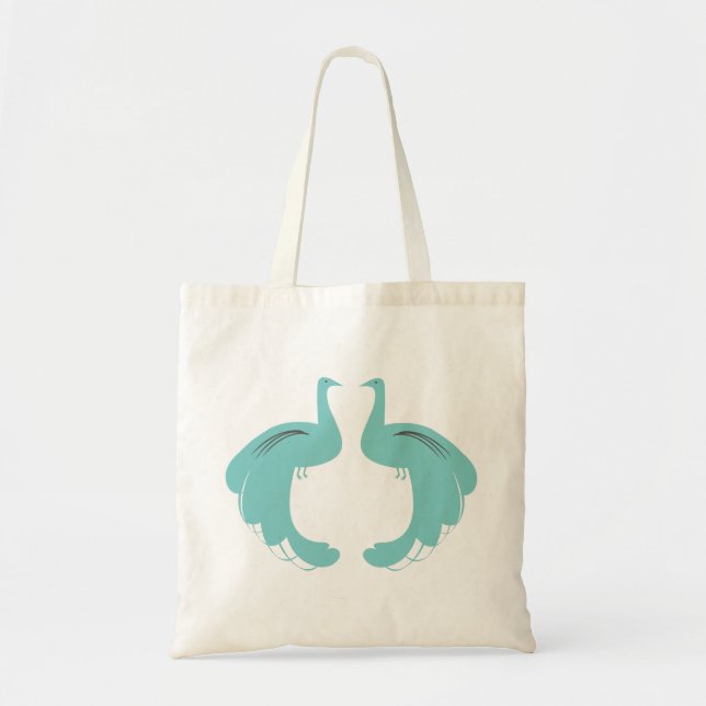 PEACOCKS in AQUA Lightweight Tote Bag (Front)