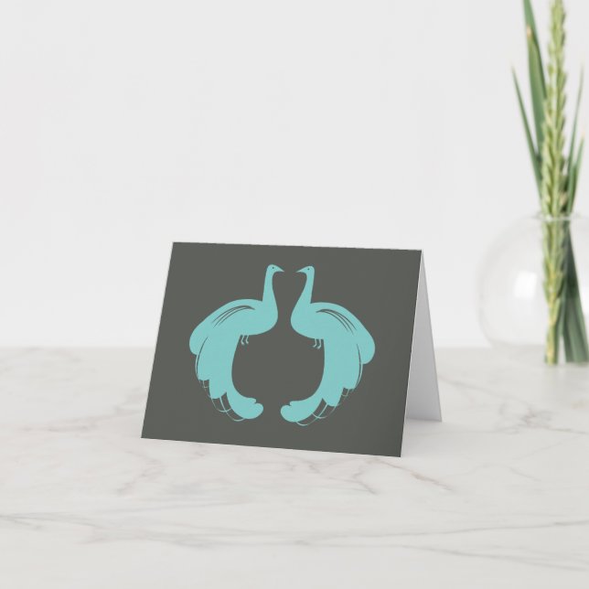 PEACOCKS in AQUA Notecard (Front)