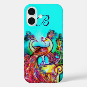 PEACOCKS IN LOVE MONOGRAM iPhone 16 CASE