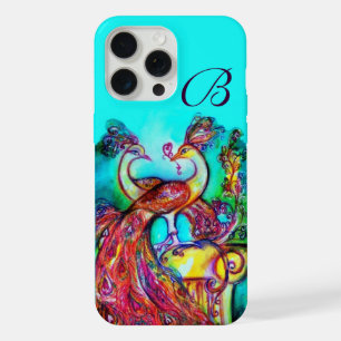 PEACOCKS IN LOVE MONOGRAM iPhone 15 PRO MAX CASE