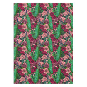 Peacocks in the rose garden 2 tablecloth