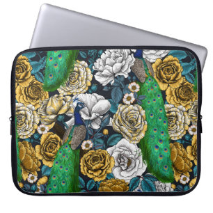 Peacocks in the rose garden 3 laptop sleeve