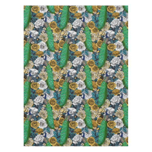 Peacocks in the rose garden 3 tablecloth