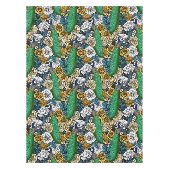 Peacocks in the rose garden 3 tablecloth (Front)