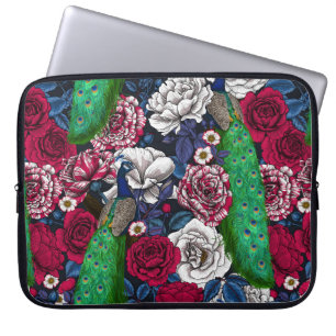 Peacocks in the rose garden laptop sleeve