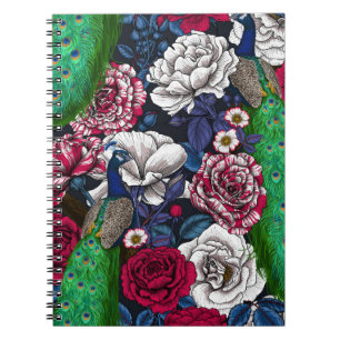 Peacocks in the rose garden notebook