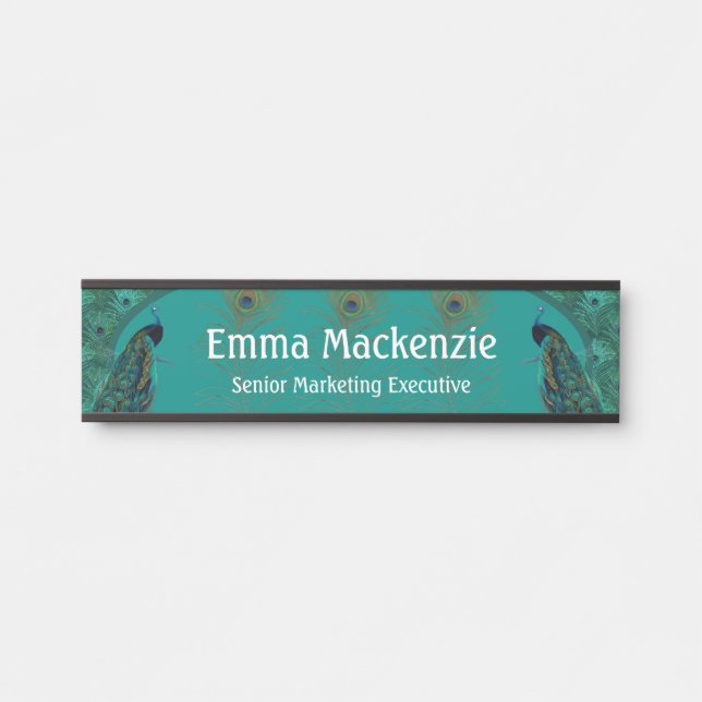 Peacocks Peacock Elegant Unique Office Door Sign (Front)