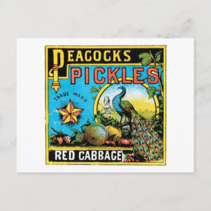 Peacock's Pickles Red Cabbage Label Postcard
