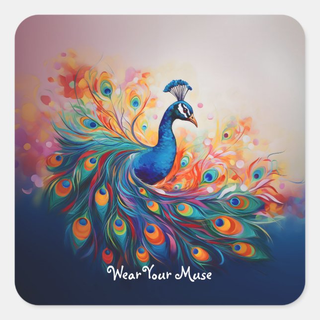 Peacock's Splendour Square Sticker (Front)