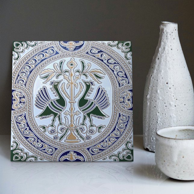 Peacocks Symbolism Belle Epoque Art Deco Tile (Creator Uploaded)