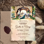 Peacocks vintage royal garden Indian wedding Invitation<br><div class="desc">Peacocks vintage royal palace lotus garden Indian wedding editable template invitation instant digital download,  modern watercolor vintage look</div>
