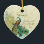 Peacocl Vintage Bird Maid of Honour Ornaments<br><div class="desc">Wedding Keepsake Wedding Party Necklaces - to change background colour - click customise - click edit - choose last tool in drop down menu and choose from one of the colours shown or enter your rgb hex code for your custom wedding colour- to change font colour select the text you...</div>