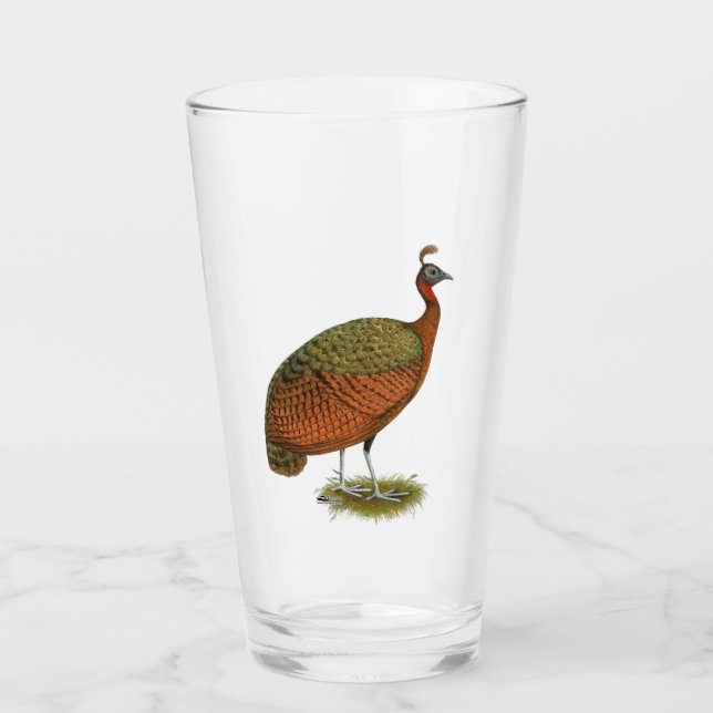 Peafowl:  Congo Peahen Glass (Front)