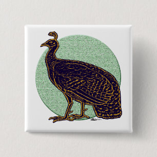 Peafowl:  Impressionistic Congo Hen 15 Cm Square Badge
