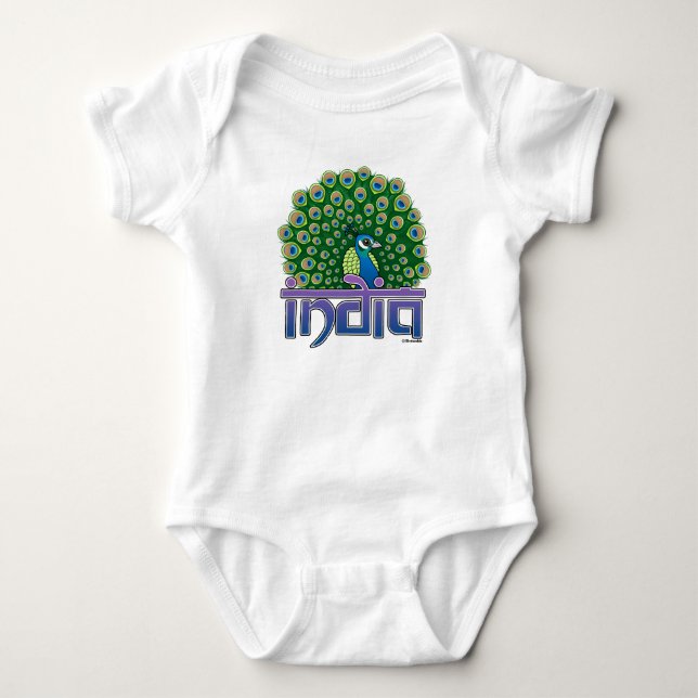 Peafowl of India Baby Bodysuit (Front)