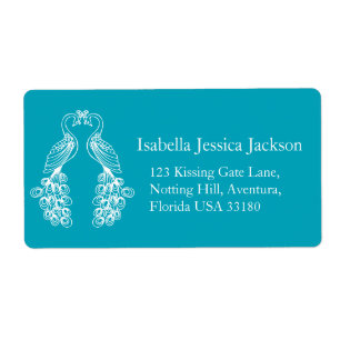 Peafowl / peahens white teal return reply label