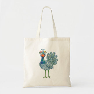 Peahen Flower Crown Tote Bag