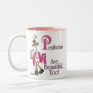 Peahens Are Beautiful, Too! Two-Tone Coffee Mug