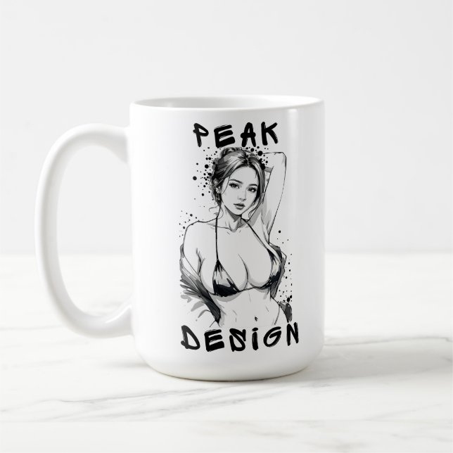 Peak Design Bold Graffiti Pinup Sketch Art Coffee Mug (Left)