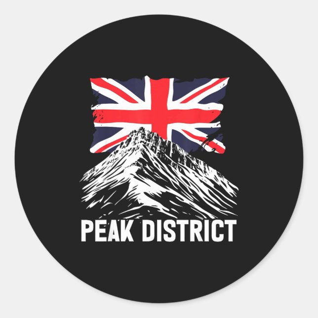 Peak District + British Flag  Classic Round Sticker (Front)