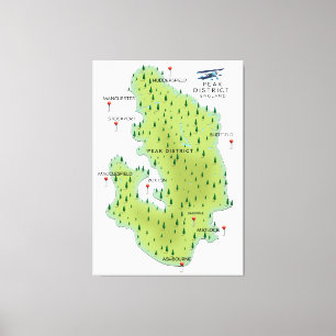 Peak District England Map Canvas Print