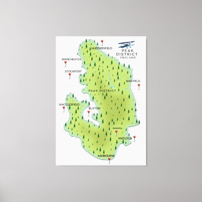 Peak District England Map Canvas Print (Front)
