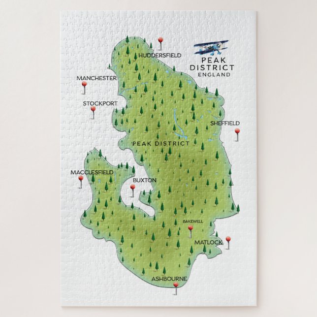 Peak District England Map Jigsaw Puzzle (Vertical)