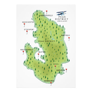 Peak District England Map Photo Print