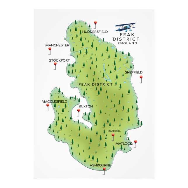 Peak District England Map Photo Print (Front)