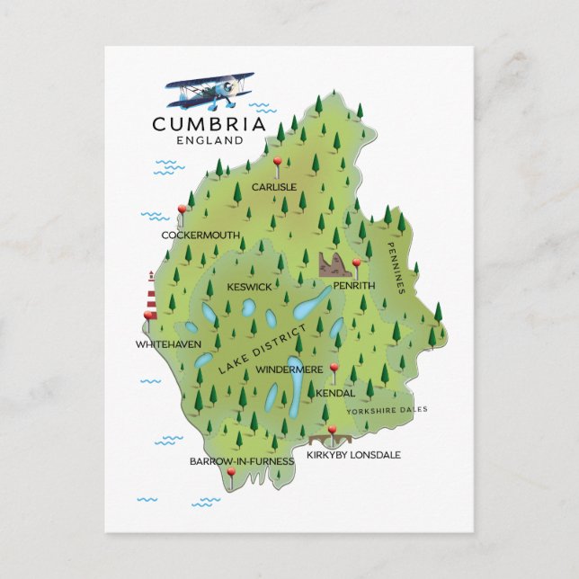 Peak District England Map Postcard (Front)