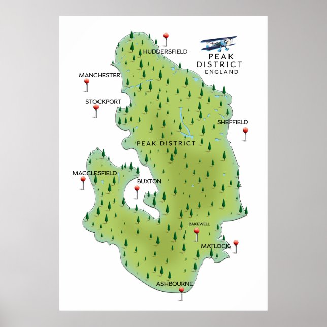 Peak District England Map Poster (Front)