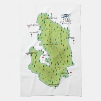 Peak District England Map Tea Towel