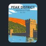 Peak District National Park England Vintage Magnet<br><div class="desc">Peak District vector artwork design. The park is England's first national park and contains natural and human-made wonders stretching back for centuries.</div>