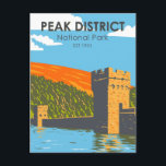 Peak District National Park England Vintage Postcard<br><div class="desc">Peak District vector artwork design. The park is England's first national park and contains natural and human-made wonders stretching back for centuries.</div>