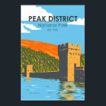Peak District National Park England Vintage Poster<br><div class="desc">Peak District vector artwork design. The park is England's first national park and contains natural and human-made wonders stretching back for centuries.</div>