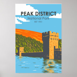 Peak District National Park England Vintage Poster