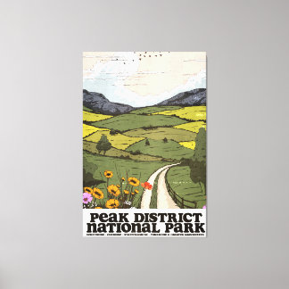 Peak District National Park vintage Travel Poster. Canvas Print