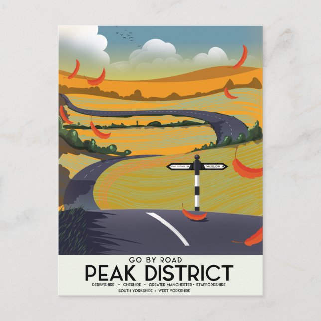 Peak District Road travel poster Postcard (Front)